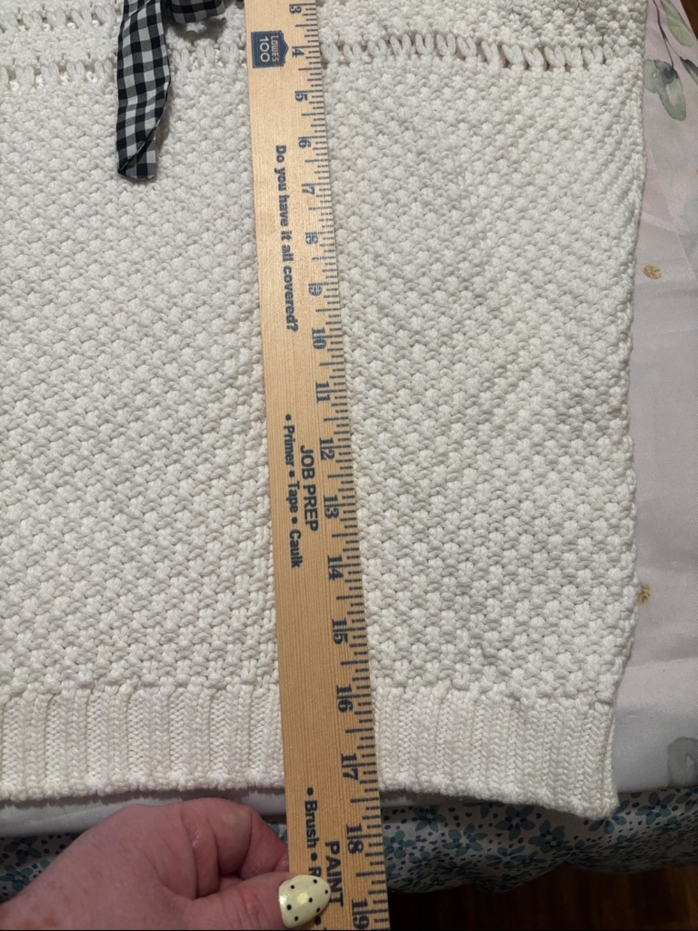 Maeve Ivory Off-Shoulder Knit Sweater with Gingham Tie Straps 232 - Picture 11 of 12